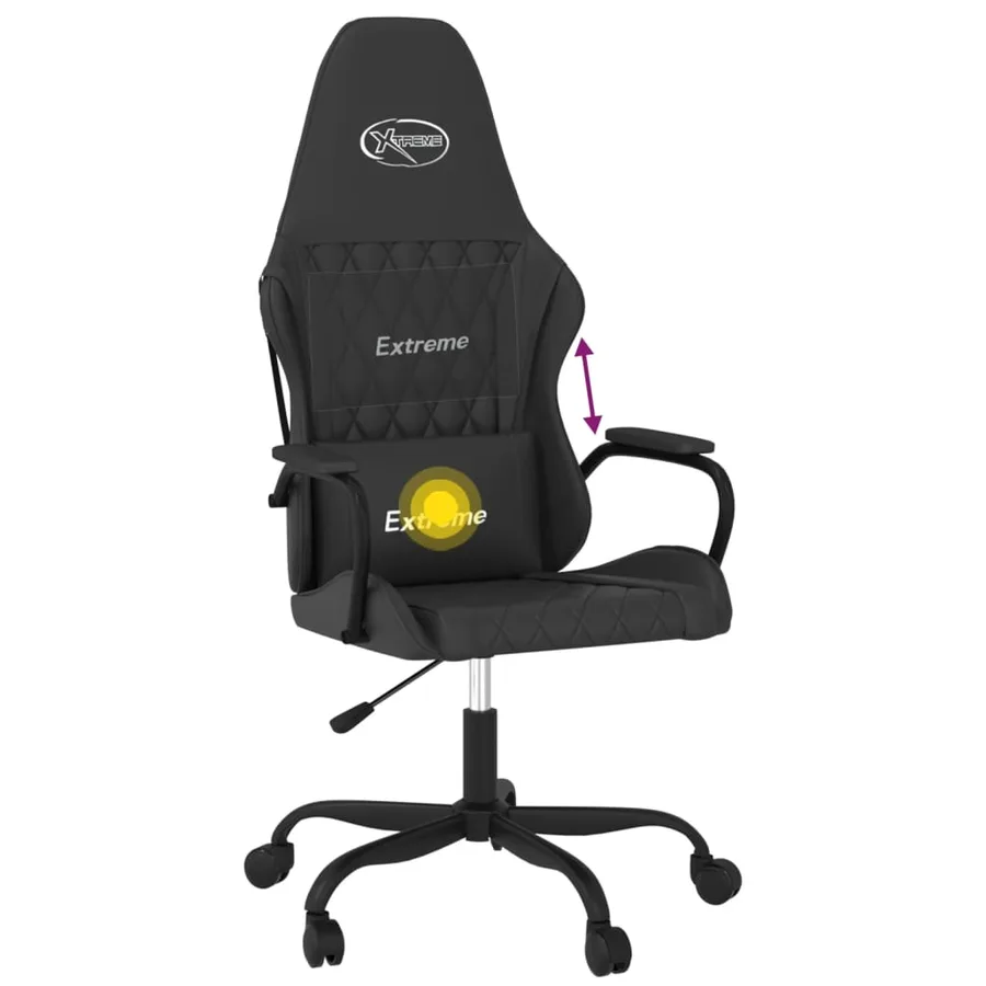 Chaise de jeu de massage noir similicuir - 7