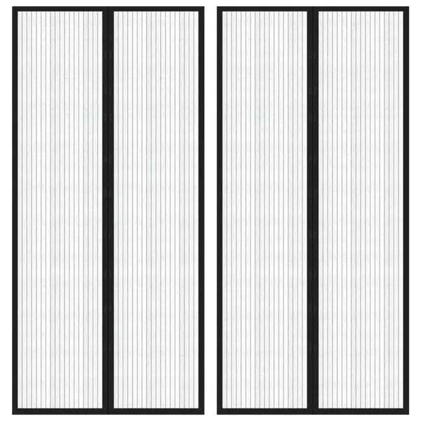 Rideaux de porte anti-insectes 2 pcs et aimants noir 220x110 cm