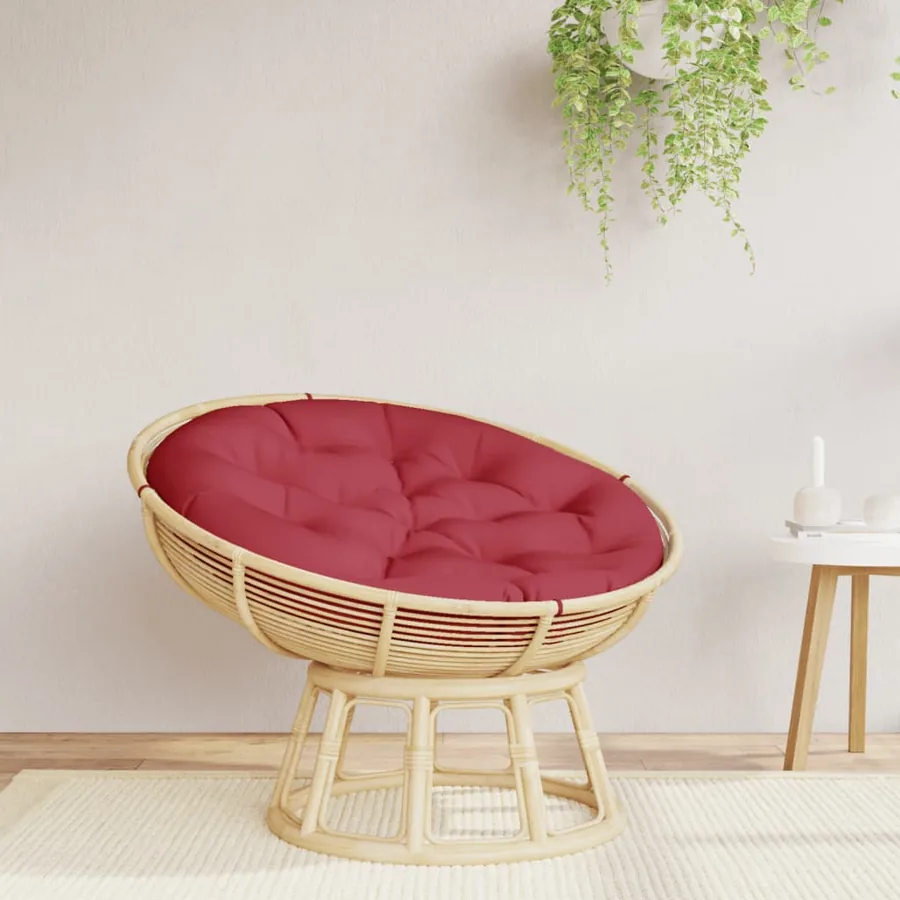Coussin rond rouge bordeaux Ø 100 x11 cm tissu oxford