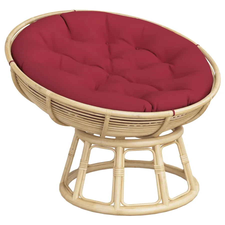 Coussin rond rouge bordeaux Ø 100 x11 cm tissu oxford - 3