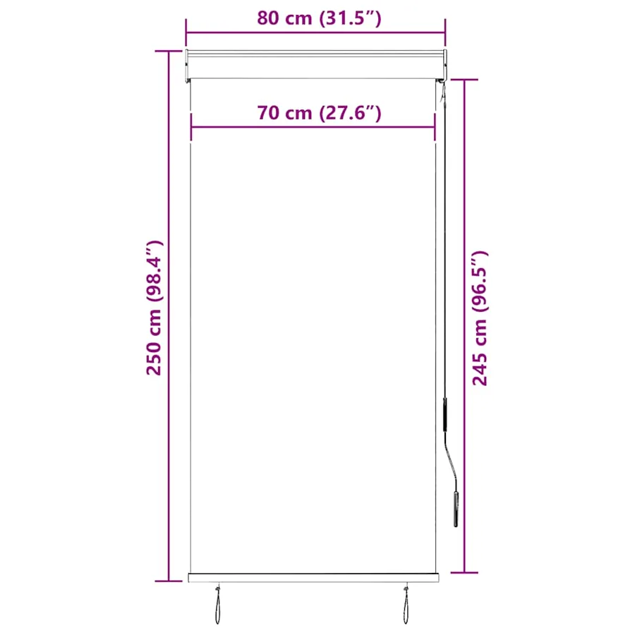 Store roulant d'extérieur 80 x 250 cm Anthracite - 9
