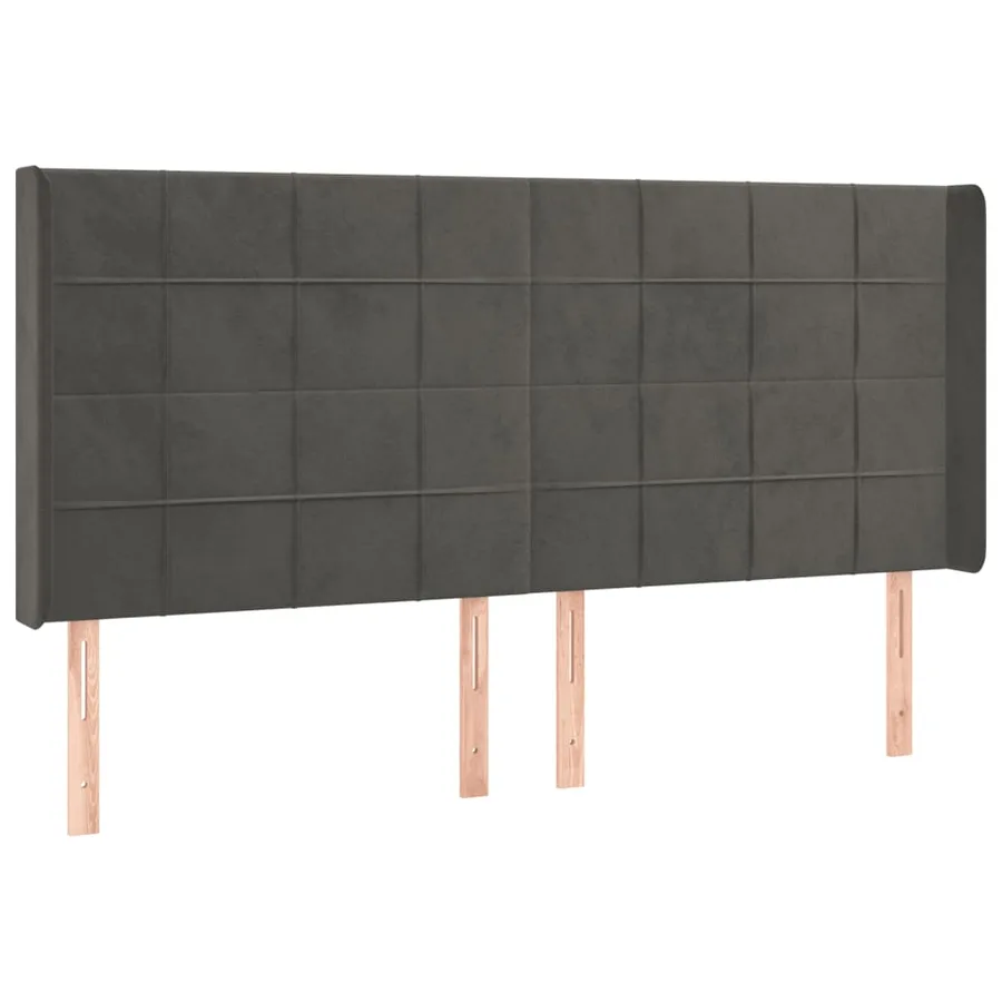 Tête de lit à LED Gris foncé 163x16x118/128 cm Velours - 3