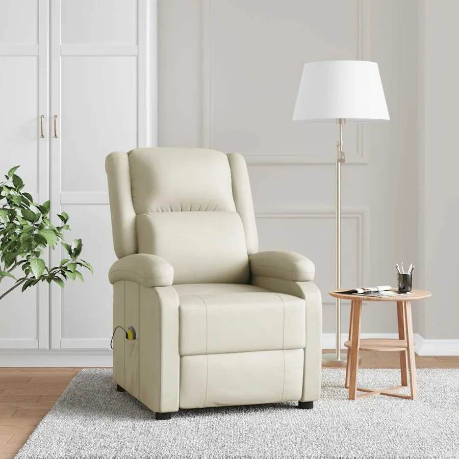 Fauteuil de massage blanc crème similicuir