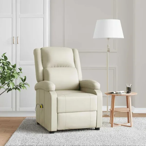 Fauteuil de massage blanc crème similicuir