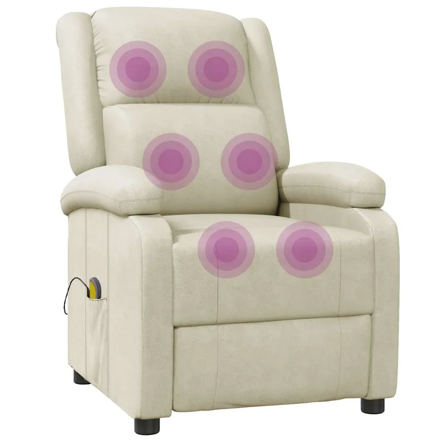 Fauteuil de massage blanc crème similicuir - 7