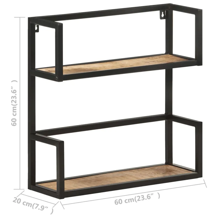 Étagère murale 60x20x60 cm Bois de manguier brut - 7