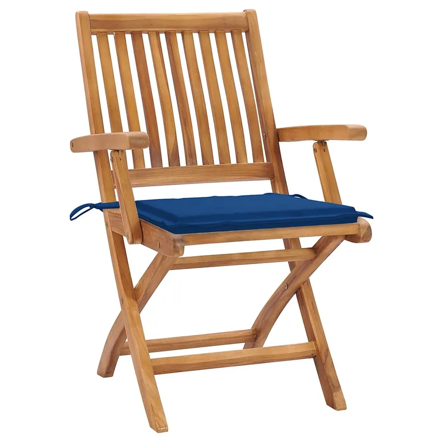 Chaises pliables de jardin avec coussins lot de 4 Teck solide - 2