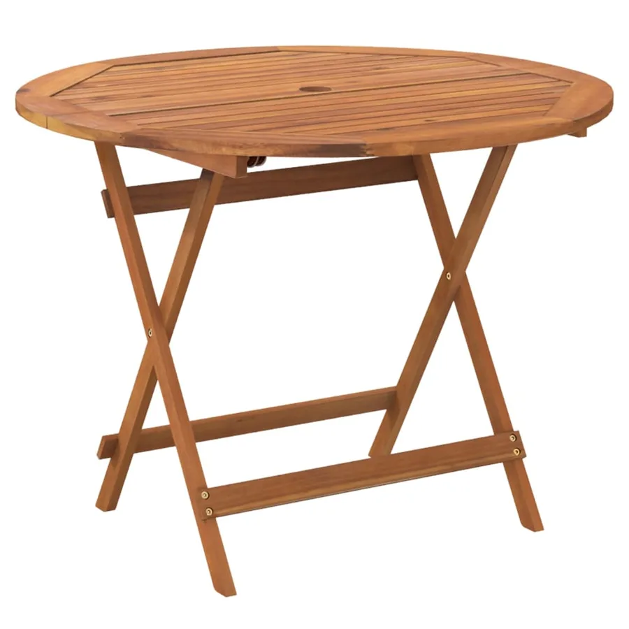 Table pliable de jardin Ø 90x75 cm Bois d'acacia solide - 2