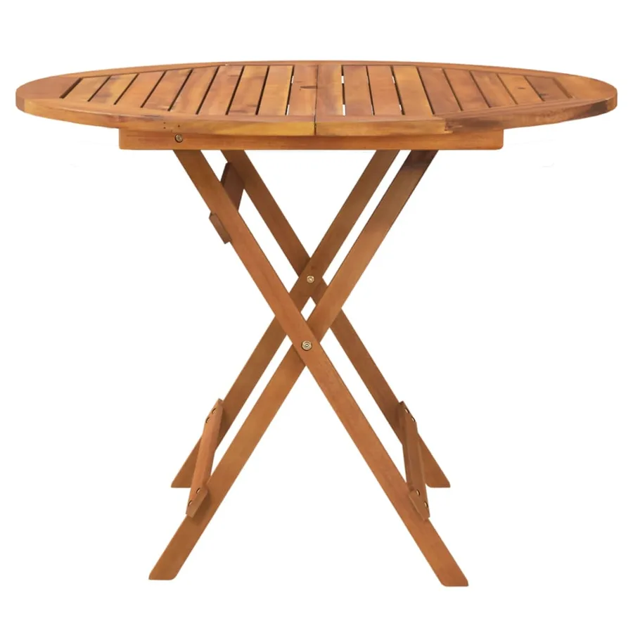 Table pliable de jardin Ø 90x75 cm Bois d'acacia solide - 4