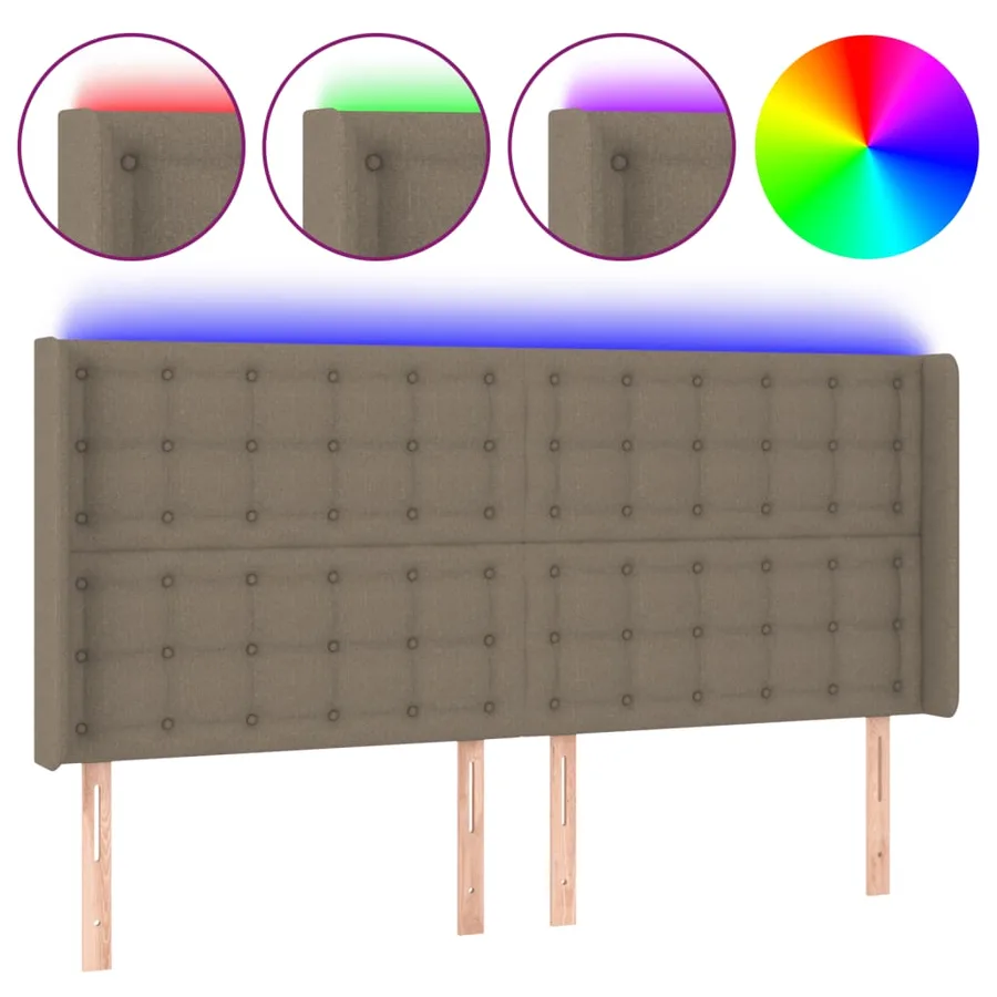 Tête de lit à LED Taupe 163x16x118/128 cm Tissu - 2