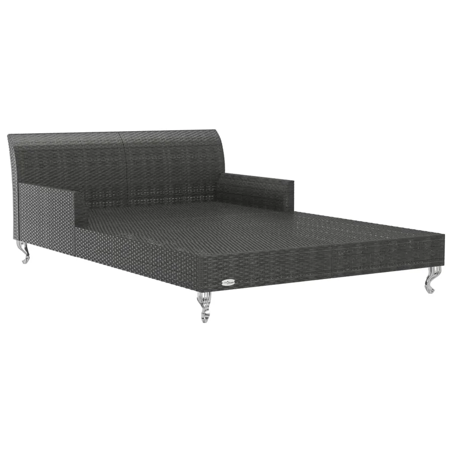 Chaise longue à 2 places avec coussins Résine tressée Noir - 4