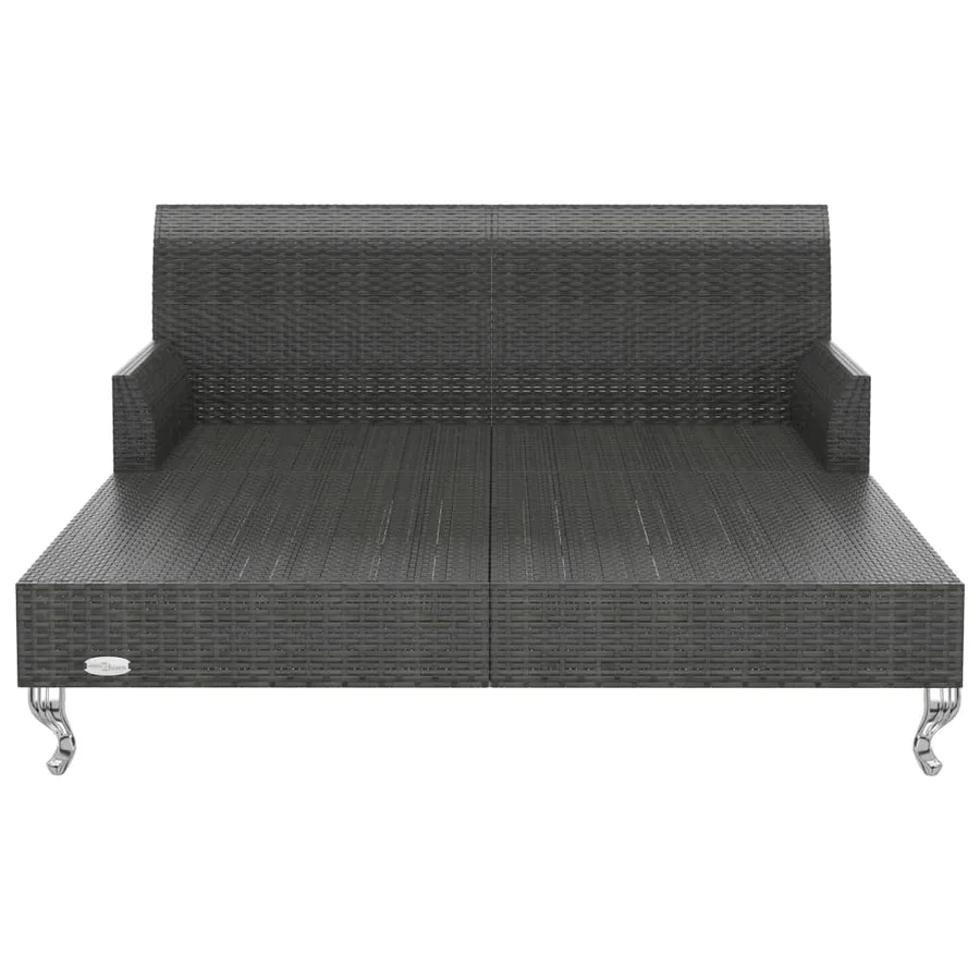Chaise longue à 2 places avec coussins Résine tressée Noir - 5