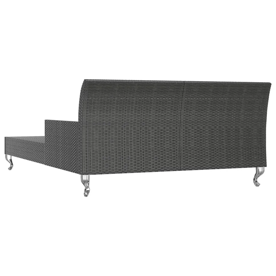 Chaise longue à 2 places avec coussins Résine tressée Noir - 6