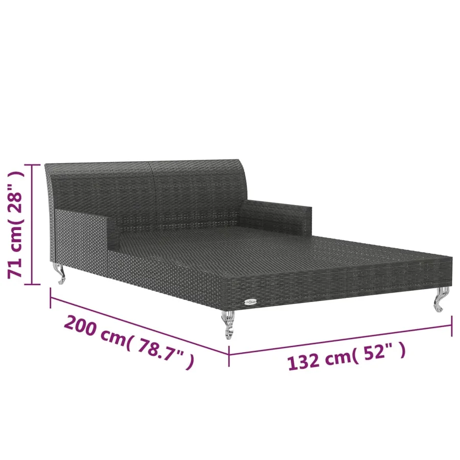 Chaise longue à 2 places avec coussins Résine tressée Noir - 9