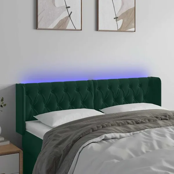 Tête de lit à LED Vert foncé 163x16x78/88 cm Velours