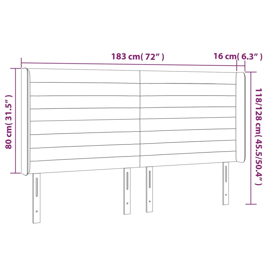 Tête de lit à LED Crème 183x16x118/128 cm Tissu - 6