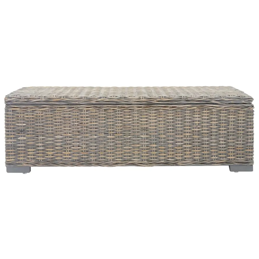 Boîte de rangement Gris 110 cm Rotin kubu naturel et acajou - 2