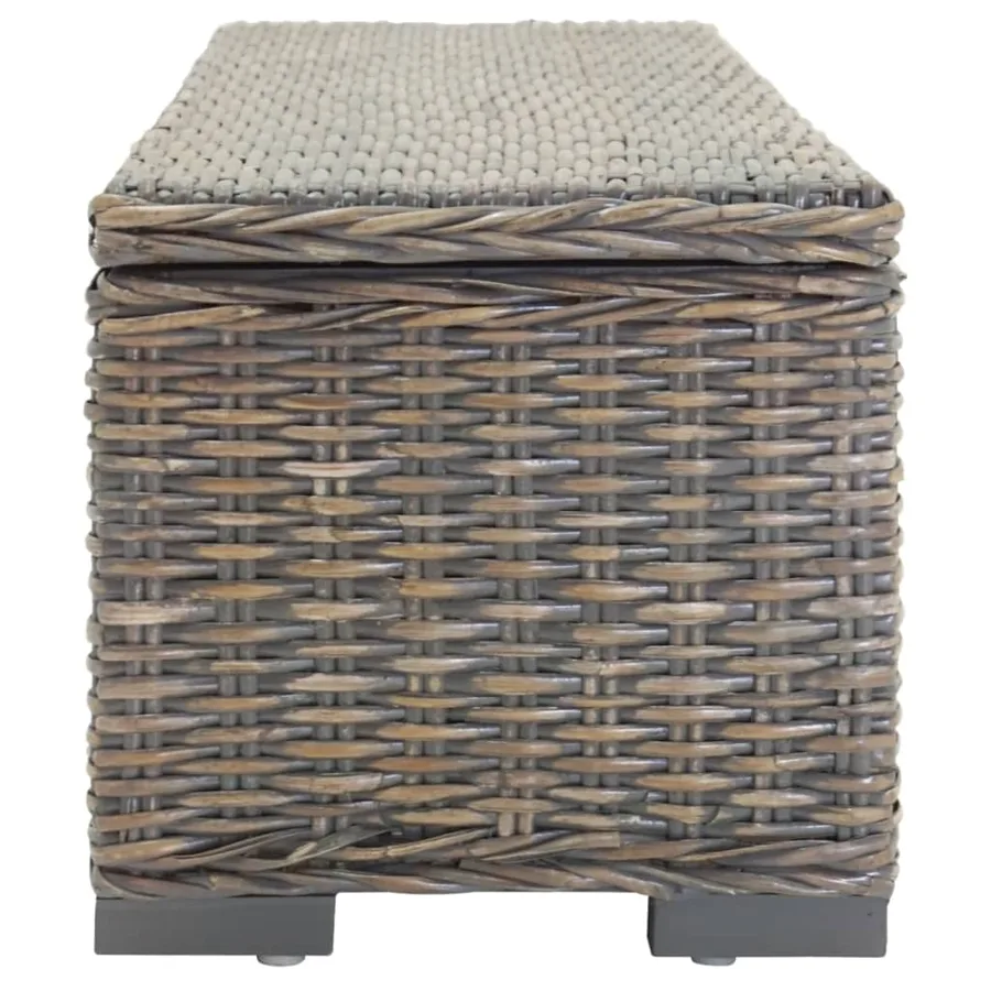 Boîte de rangement Gris 110 cm Rotin kubu naturel et acajou - 3