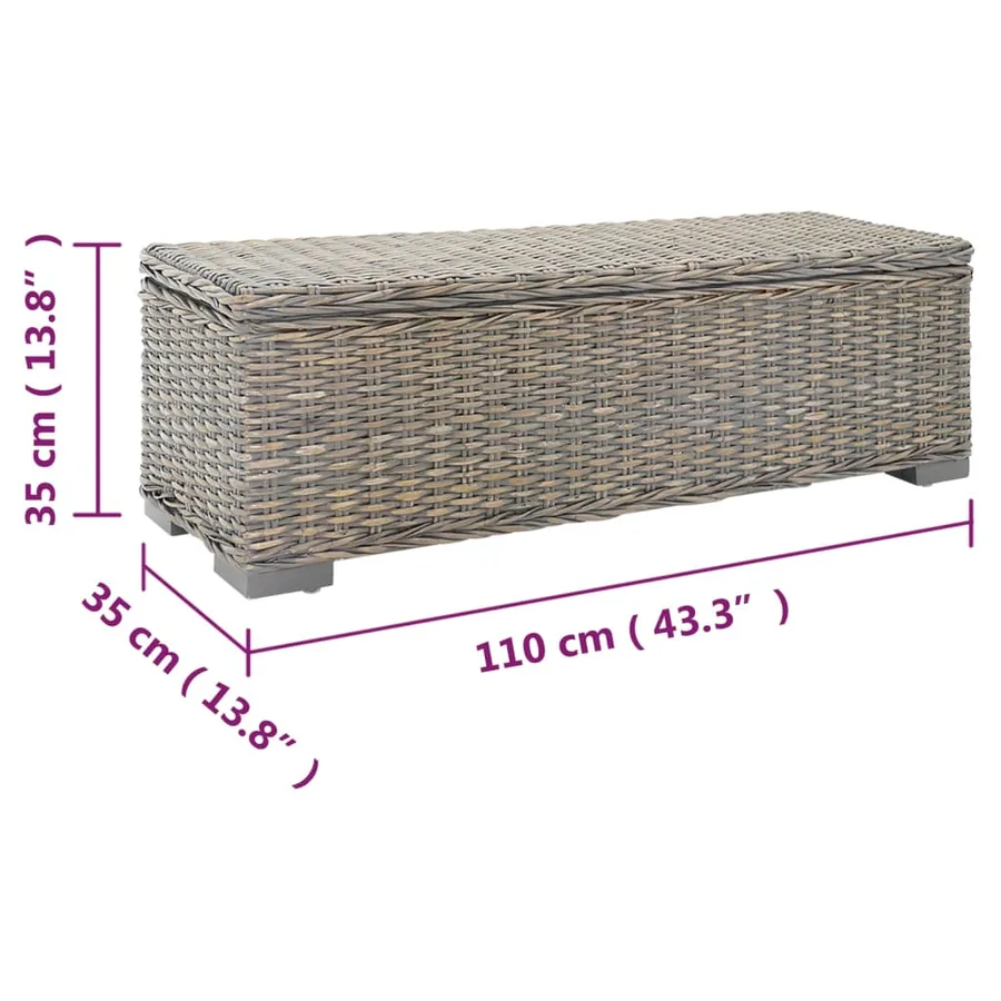 Boîte de rangement Gris 110 cm Rotin kubu naturel et acajou - 6