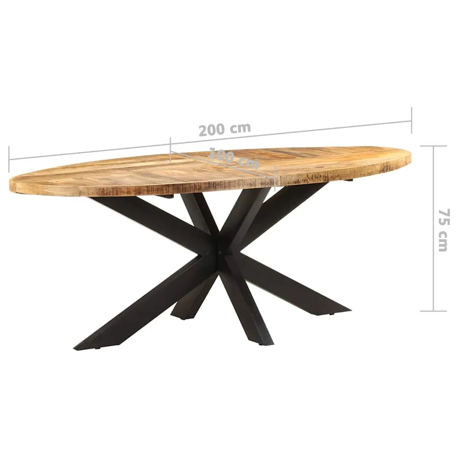 Table à dîner ovale 200x100x75 cm Bois de manguier brut - 6