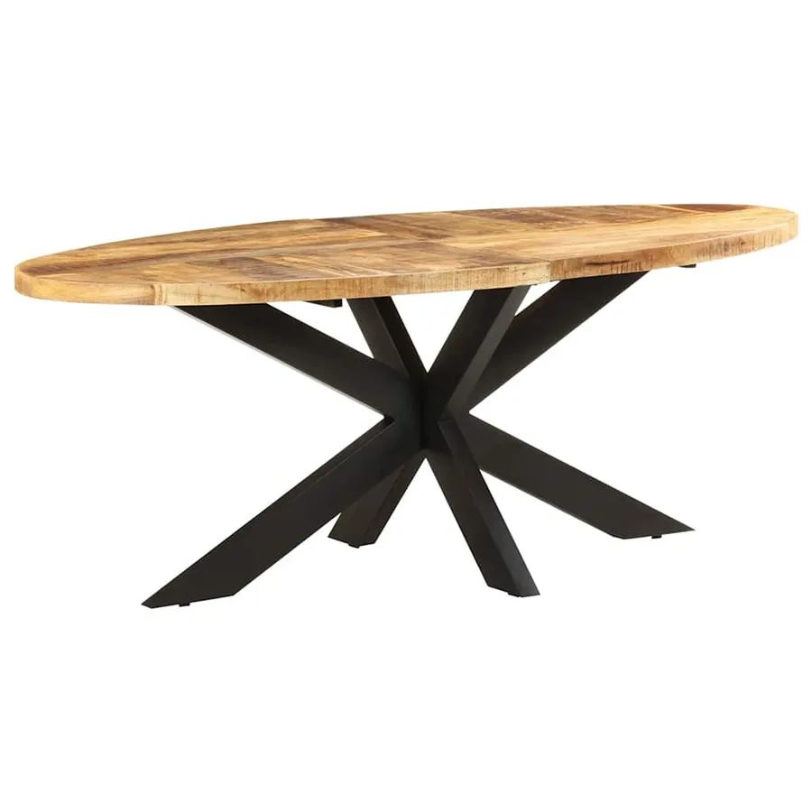 Table à dîner ovale 200x100x75 cm Bois de manguier brut - 9