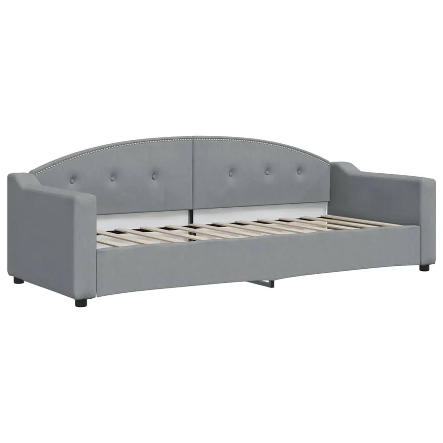Lit de jour avec gigogne et tiroirs gris clair 80x200 cm tissu - 4