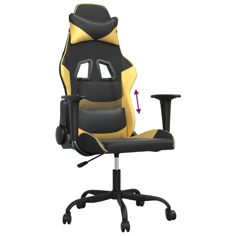 Chaise de jeu Noir et doré Similicuir - 7