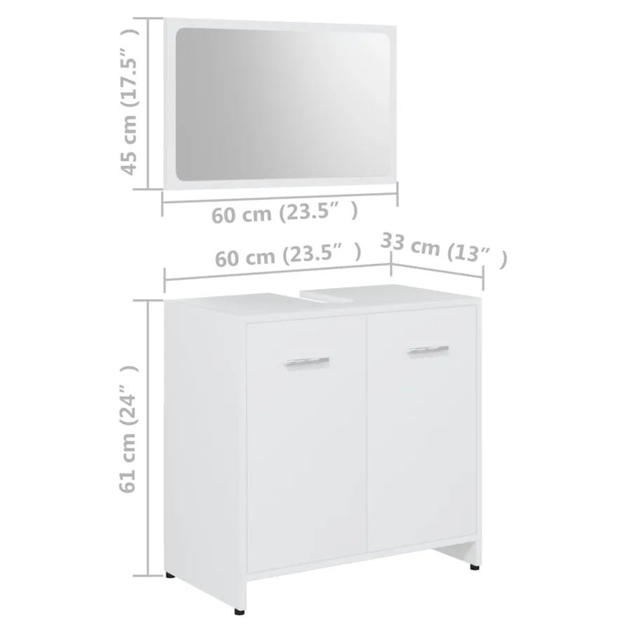Ensemble de meubles de bain 3 pcs Blanc Bois d'ingénierie - 10