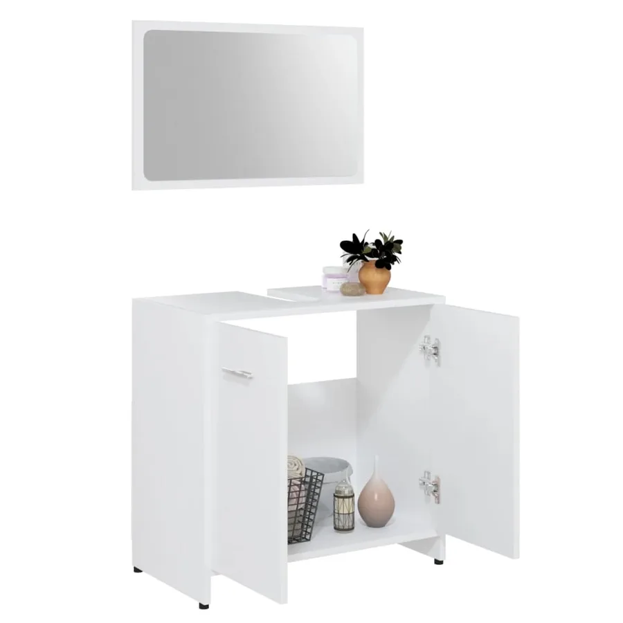 Ensemble de meubles de bain 3 pcs Blanc Bois d'ingénierie - 5
