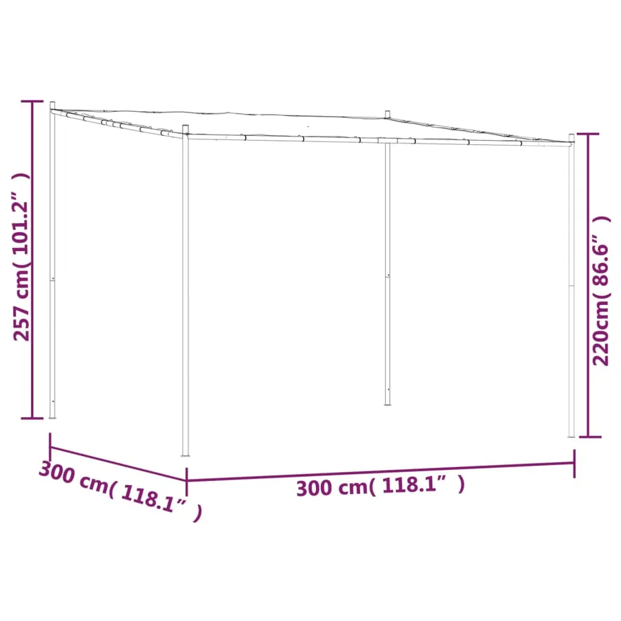 Belvédère blanc 3x3 m 180 g/m² tissu et acier - 8