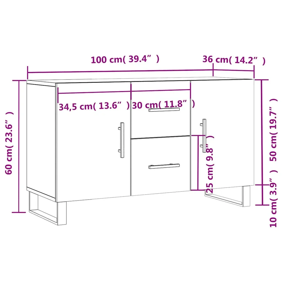 Buffet blanc 100x36x60 cm bois d'ingénierie - 13