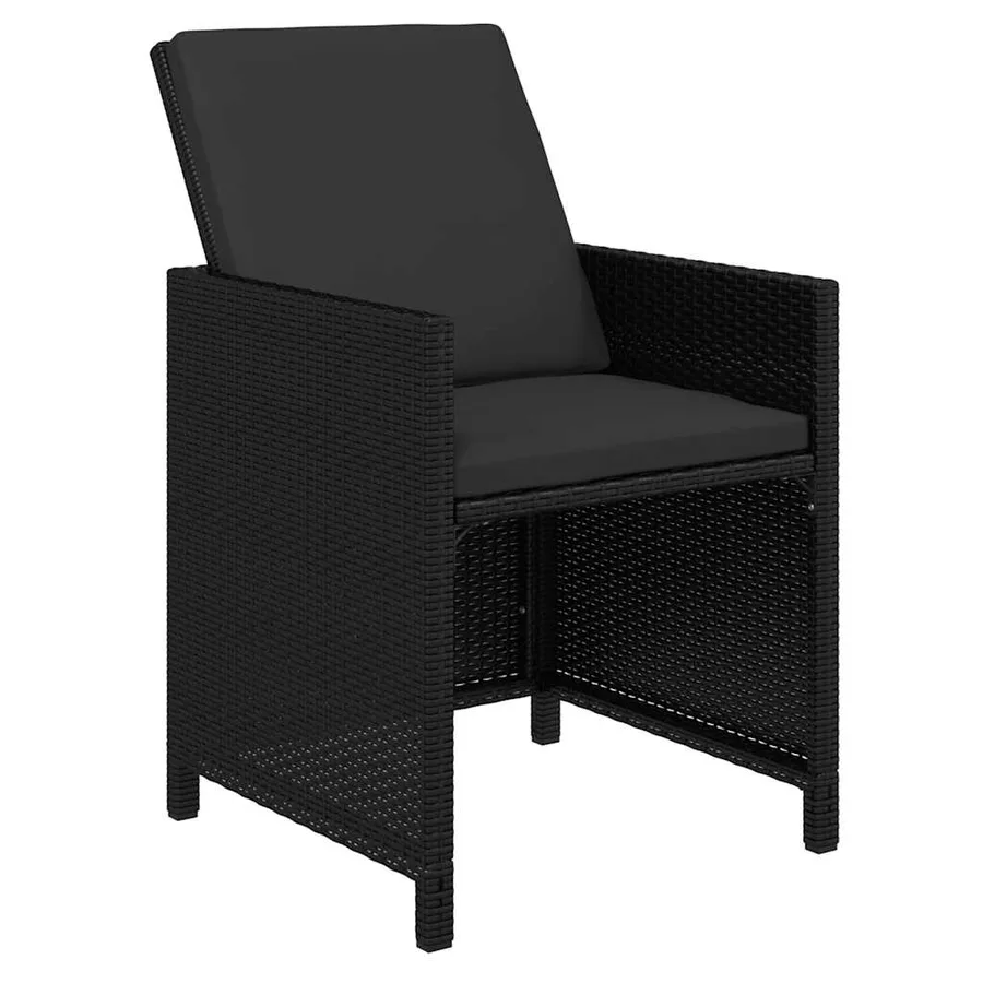 Ensemble à manger de jardin coussins 19 pcs Résine tressée Noir - 5