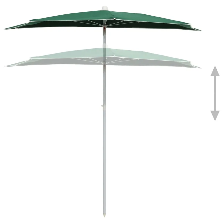 Demi-parasol de jardin avec mât 180x90 cm vert - 4