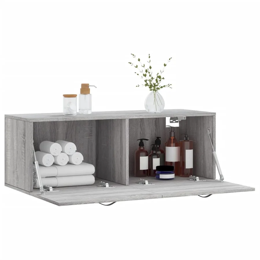 Armoire murale sonoma gris 100x36,5x35 cm bois d'ingénierie - 8