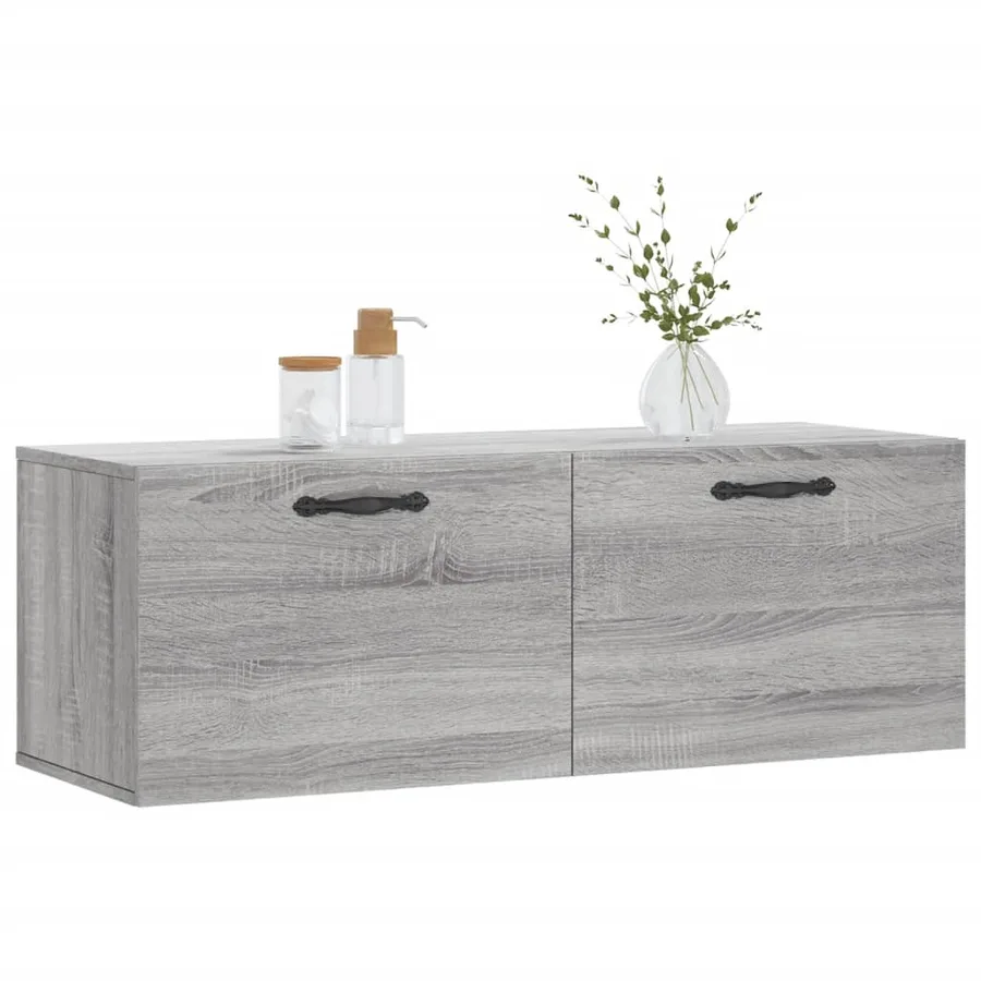 Armoire murale sonoma gris 100x36,5x35 cm bois d'ingénierie - 9