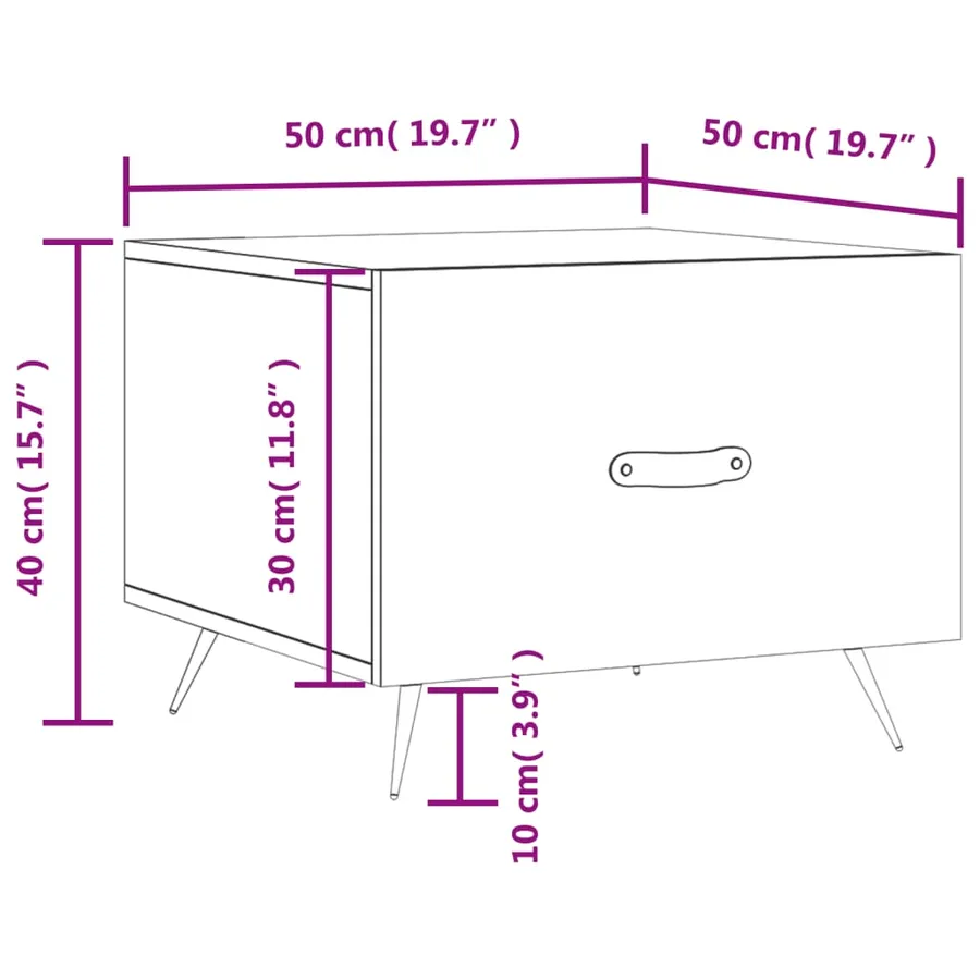 Table basse blanc 50x50x40 cm bois d'ingénierie - 12