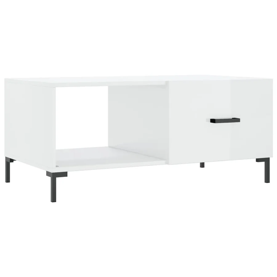 Table basse Blanc brillant 90x50x40 cm Bois d'ingénierie - 2