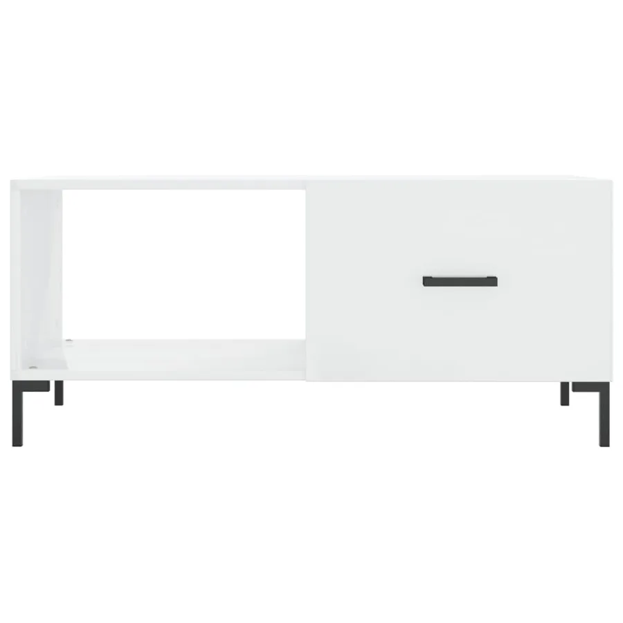 Table basse Blanc brillant 90x50x40 cm Bois d'ingénierie - 5