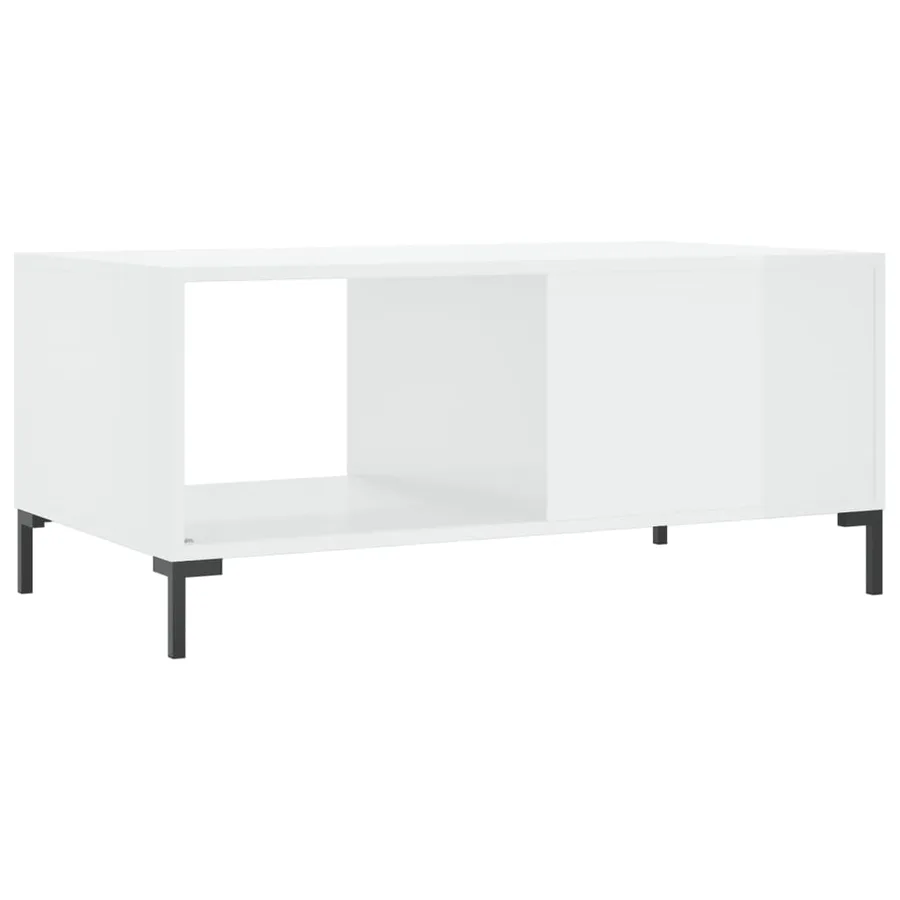 Table basse Blanc brillant 90x50x40 cm Bois d'ingénierie - 8