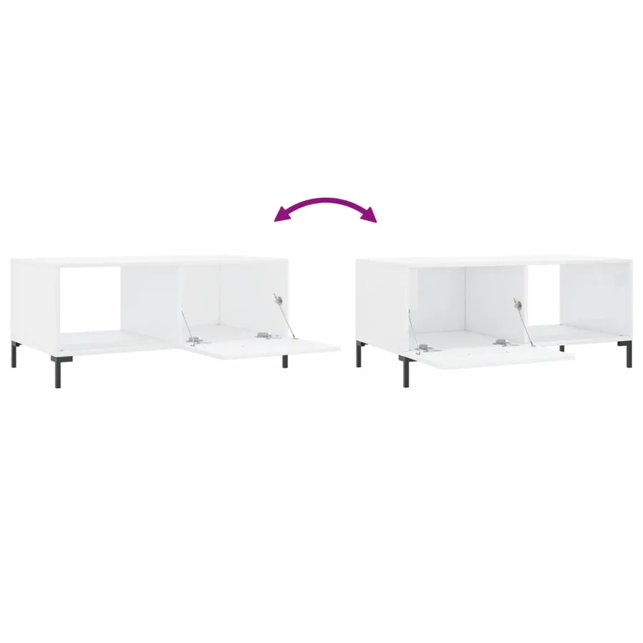 Table basse Blanc brillant 90x50x40 cm Bois d'ingénierie - 9