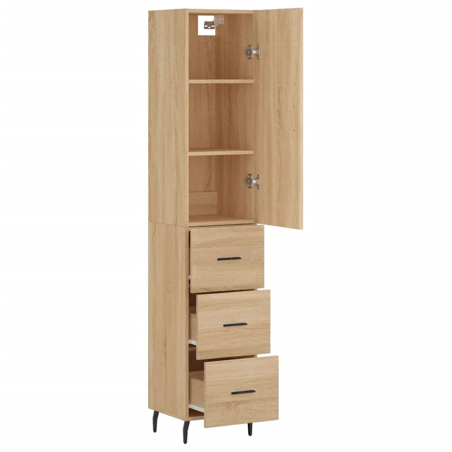 Buffet haut Chêne sonoma 34,5x34x180 cm Bois d'ingénierie - 3