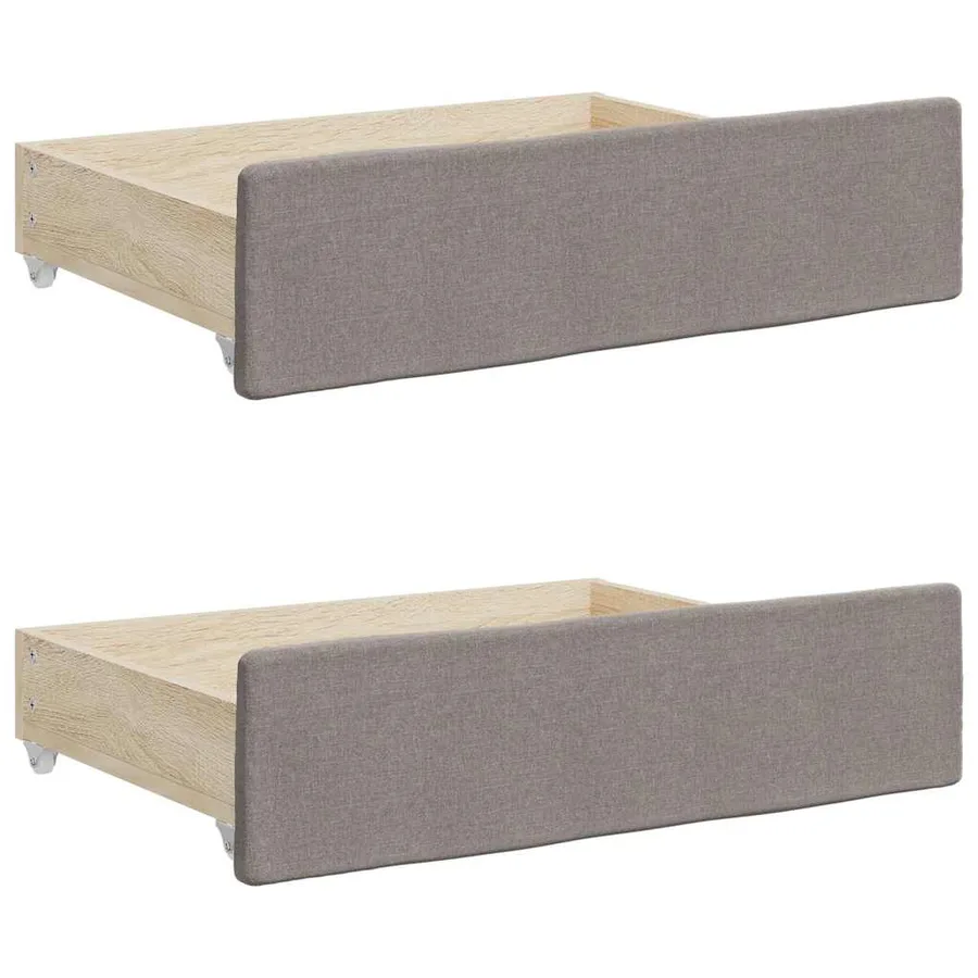 Tiroirs de lit 2 pcs taupe bois d'ingénierie et tissu - 2