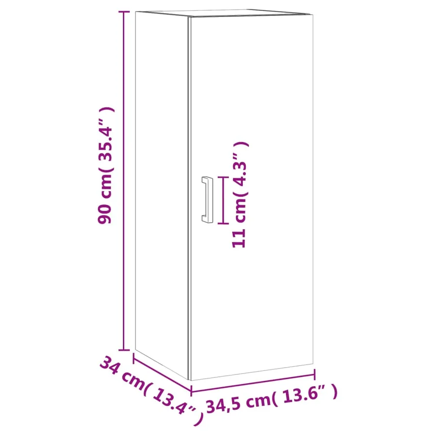 Armoire murale sonoma gris 34,5x34x90 cm - 14