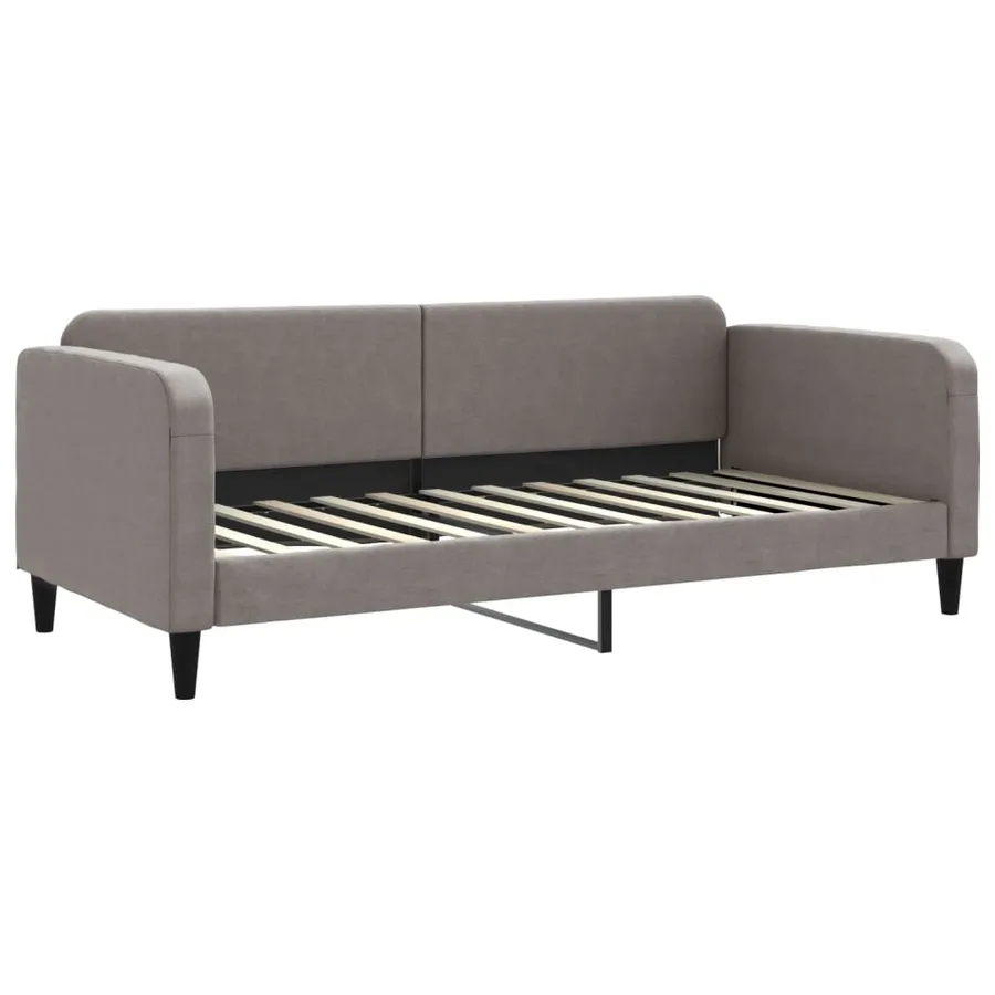 Lit de jour avec gigogne et tiroirs taupe 90x200 cm tissu - 4