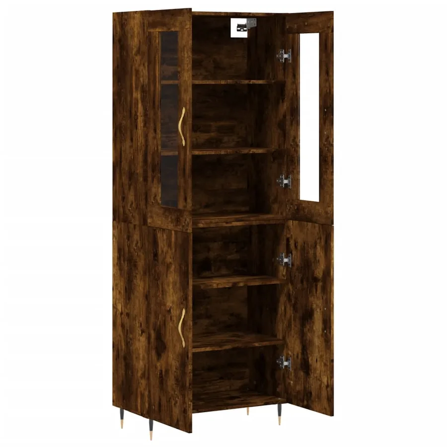 Buffet haut Chêne fumé 69,5x34x180 cm Bois d'ingénierie - 4
