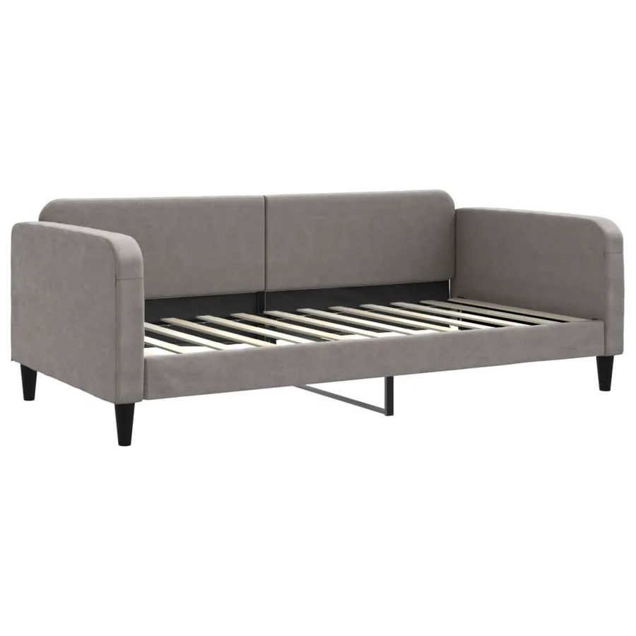 Lit de jour avec gigogne et tiroirs taupe 100x200 cm tissu - 4