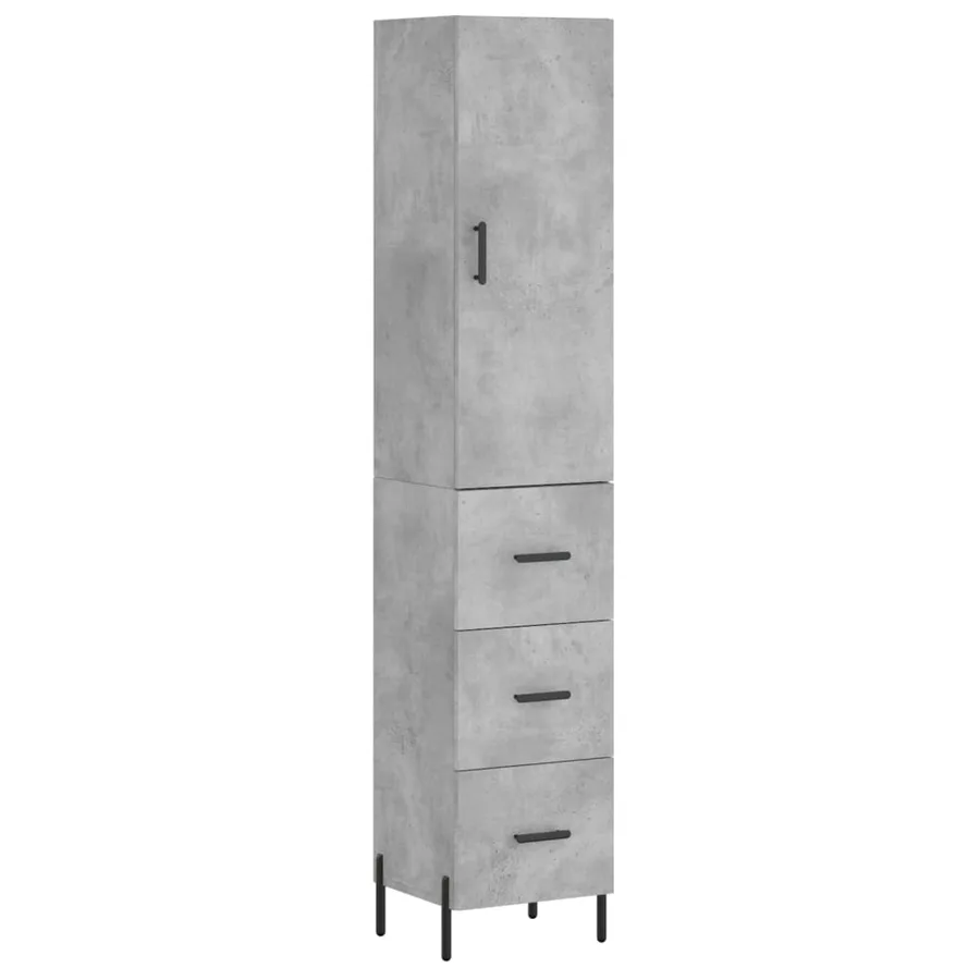 Buffet haut Gris béton 34,5x34x180 cm Bois d'ingénierie - 2