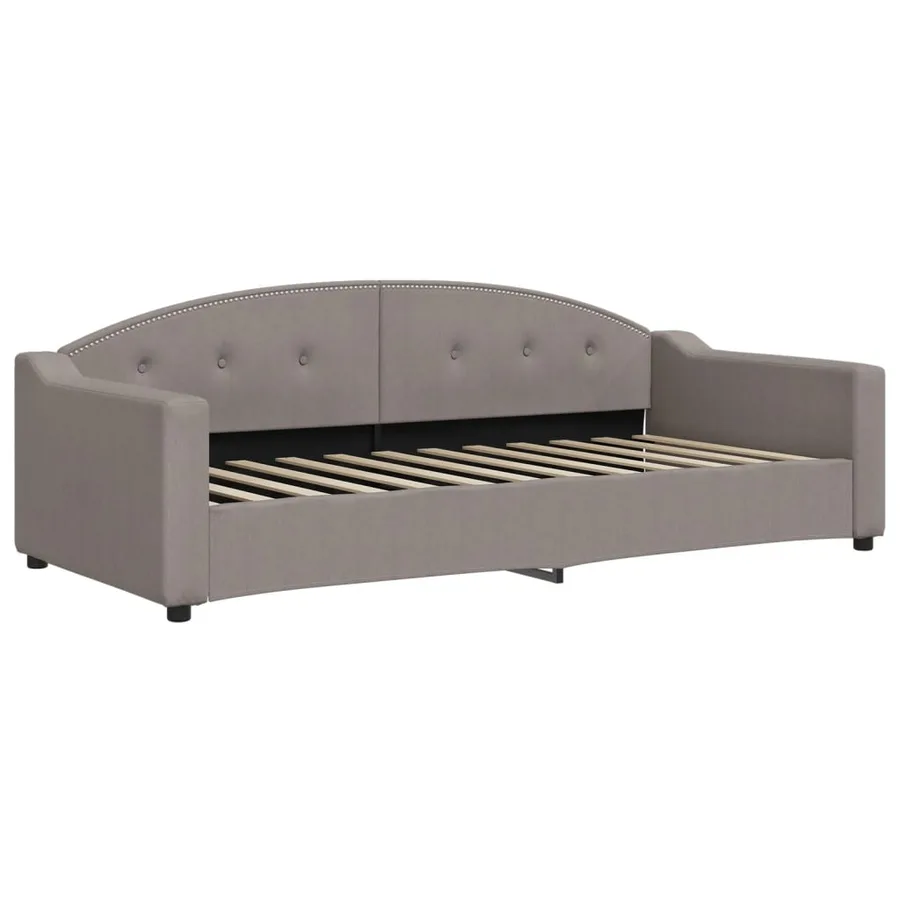 Lit de jour avec gigogne et tiroirs taupe 90x200 cm tissu - 4