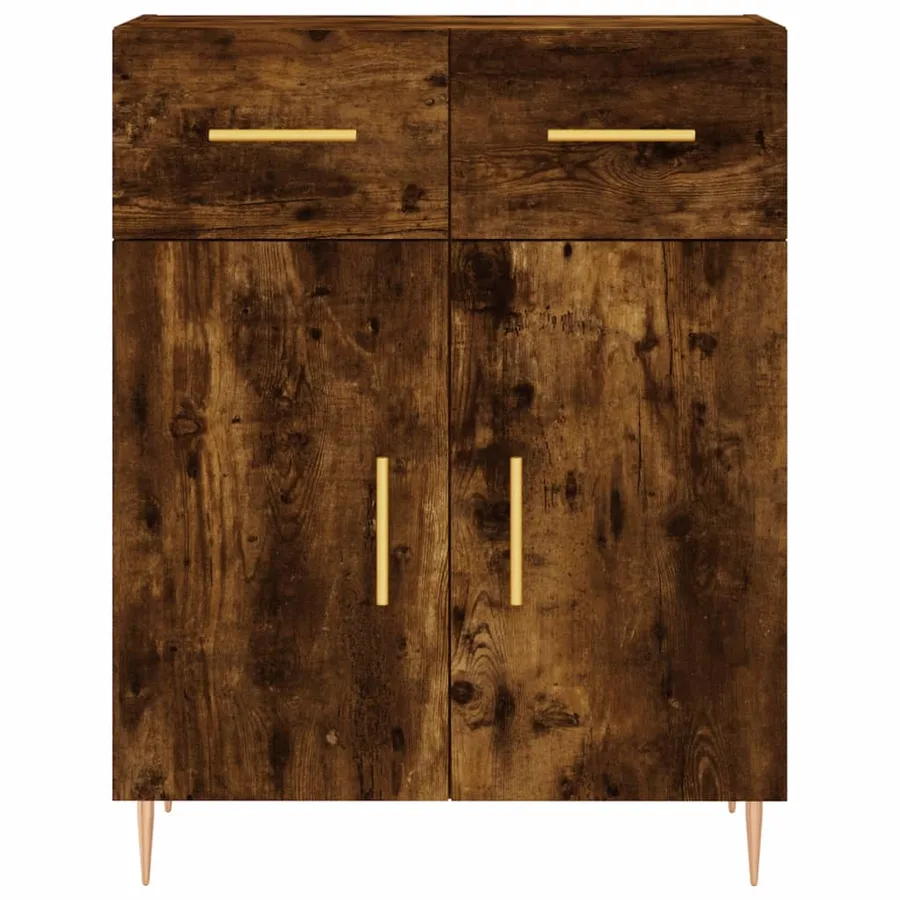 Buffet haut Chêne fumé 69,5x34x180 cm Bois d'ingénierie - 8