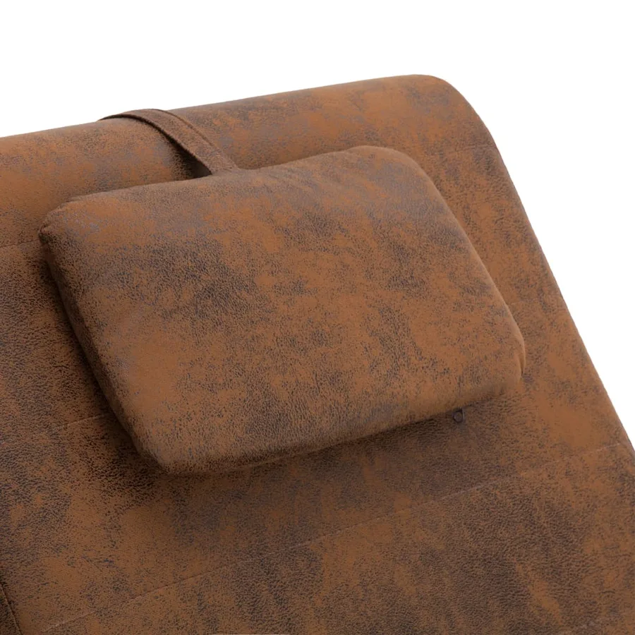 Chaise longue de massage avec oreiller Marron Similicuir daim - 8